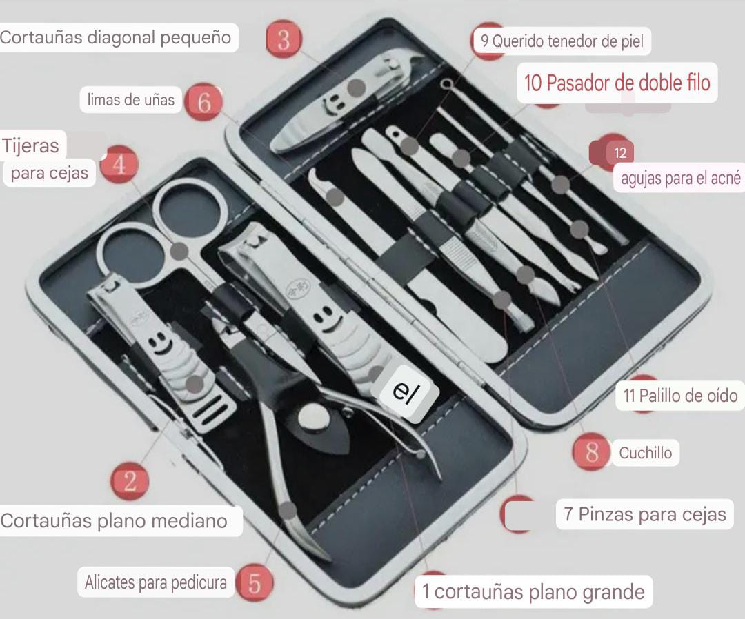 KIT X 12  PARA UÑAS DE PIES Y MANOS ( Acero inoxidable)