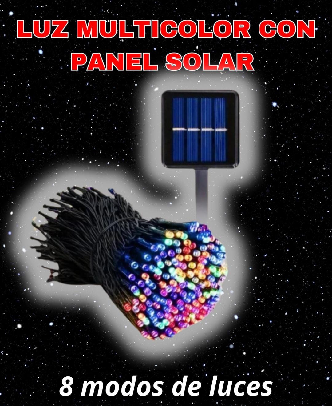LUCES NAVIDEÑAS CON PANEL SOLAR ULTRA 18 METROS.